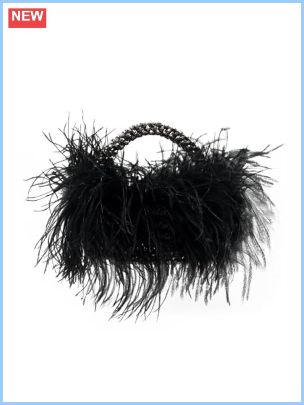 Handmade Ostrich Feather Beaded Evening Clutch Handbag